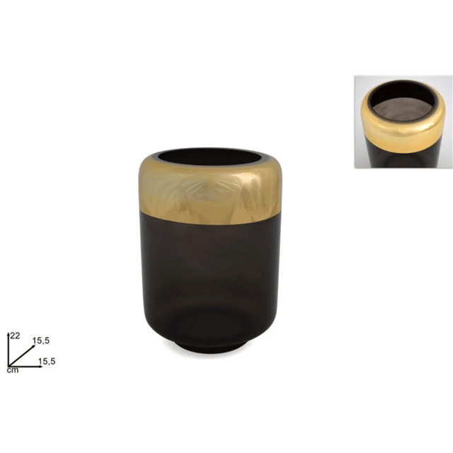 Ανθοδοχείο Βάζο Διακοσμητικό Γυάλινο Γκρι 22cm Welkhome