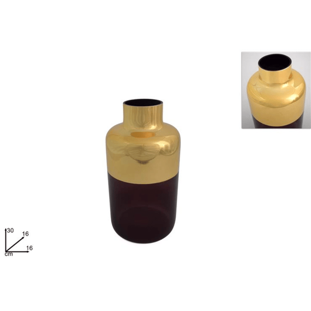 Ανθοδοχείο Βάζο Διακοσμητικό Γυάλινο Μωβ 30cm Welkhome