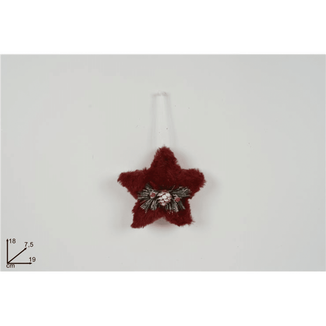 Αστέρι Γούνινο Κρεμαστό Μπορντό 13cm Welkhome