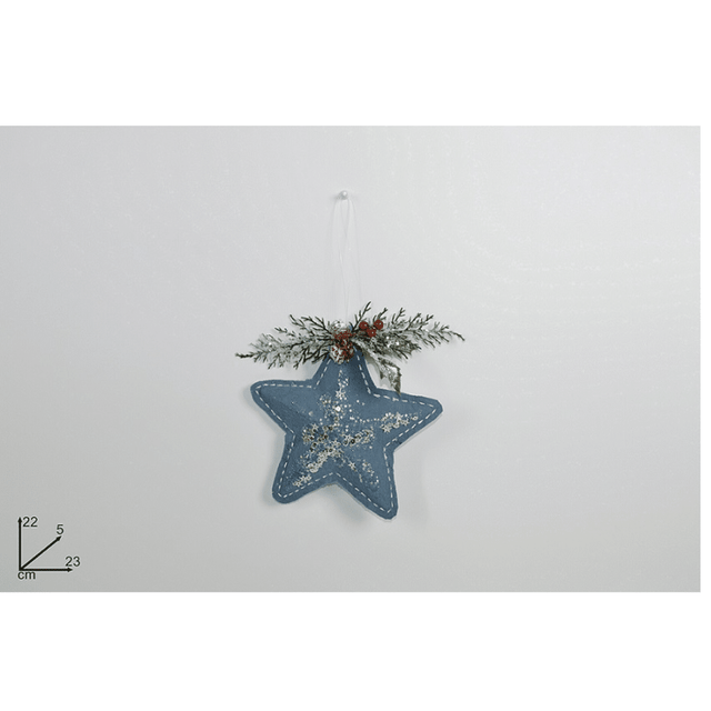 Αστέρι Κρεμαστό Διακοσμητικό Χριστουγεννιάτικο Μεταλλικό Μπλε 23x22x5cm Welkhome