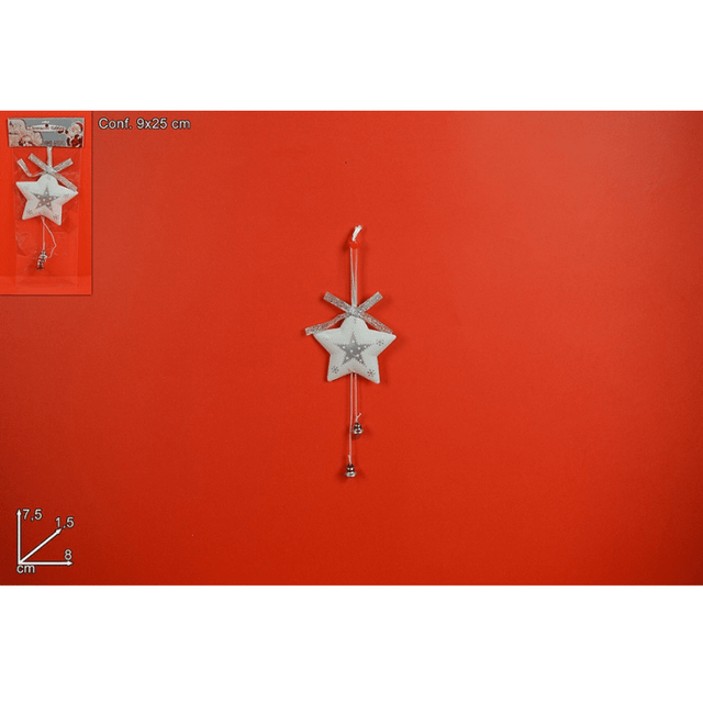 Αστέρι Κρεμαστό Διακοσμητικό Χριστουγεννιάτικο Ξύλινο Λευκό 8x7,5x1,5cm welkhome