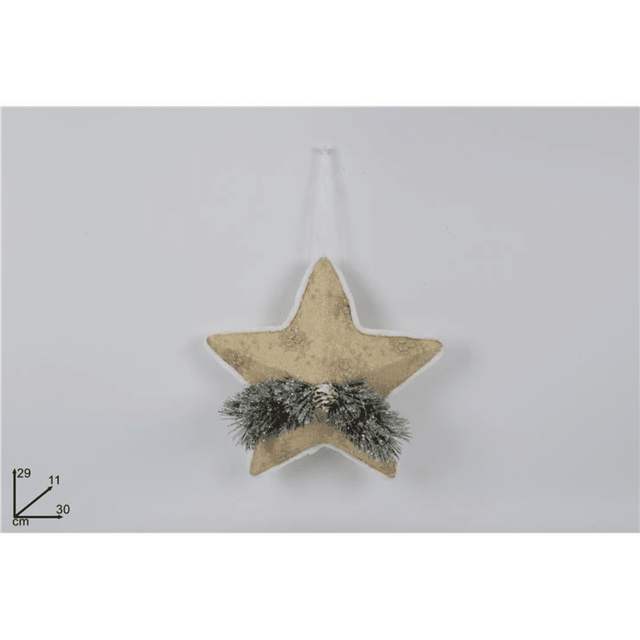 Αστέρι Χριστουγεννιάτικο Κρεμαστό Στολίδι Υφασμάτινο Χρυσό 29cm Welkhome