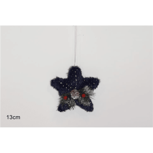 Αστέρι Χριστουγεννιάτικο Κρεμαστό Γούνινο Μπλε 13cm Welkhome