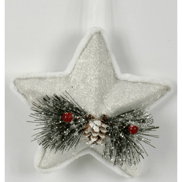 Αστέρι Χριστουγεννιάτικο Κρεμαστό Στολίδι Υφασμάτινο Λευκό 18cm Welkhome