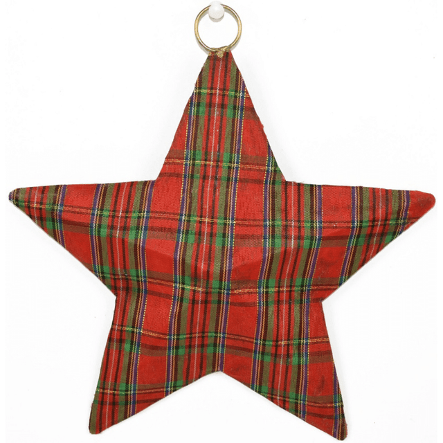 Αστέρι Χριστουγεννιάτικο Κρεμαστό Στολίδι Πλαστικό Κόκκινο Καρό 20cm welkhome