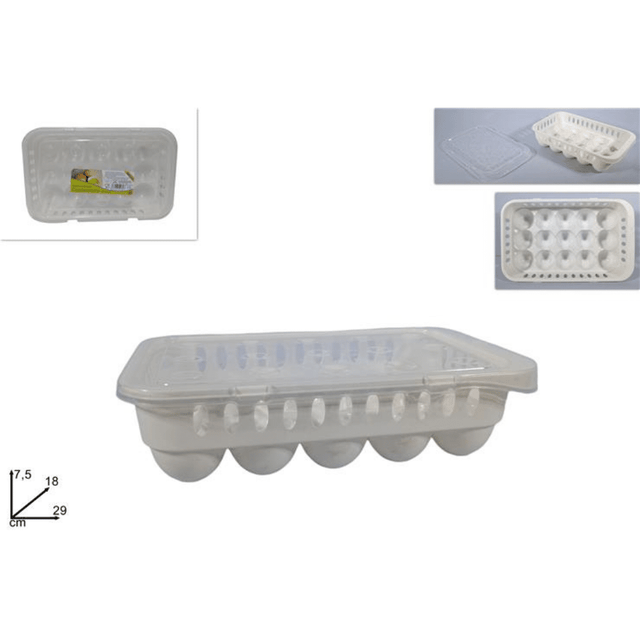 Αυγοθήκη Θήκη Αυγών Ψυγείου με Καπάκι Πλαστική 15 Θέσεων 29x18x7,5cm Welkhome 592823