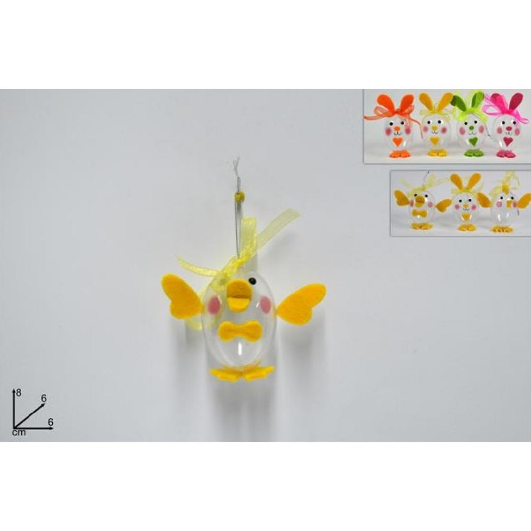 Αυγό Κρεμαστό Διάφανο Πλαστικό Με Σχέδιο Κοτόπουλο 8Χ6cm Welkhome