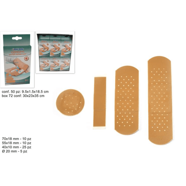 Αυτοκόλλητα Επιθέματα Τραυμαπλάστ Σετ 50 Τεμ 4 Μεγέθη Gold Dolly