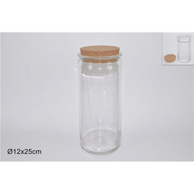 Βάζο Αποθήκευσης Γενικής Χρήσης Γυάλινο με Αεροστεγές Καπάκι Φ12x25cm Welkhome
