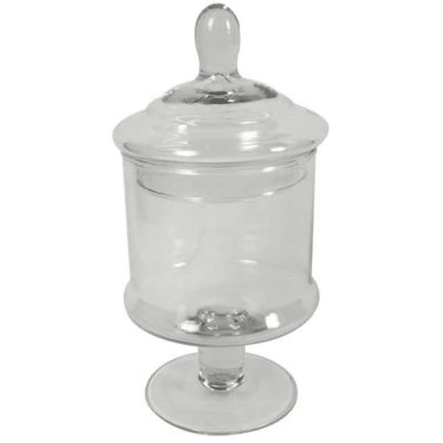 Βάζο Αποθήκευσης Γενικής Χρήσης Γυάλινο με Καπάκι και Πόδι 26x12x12cm Welkhome 536483