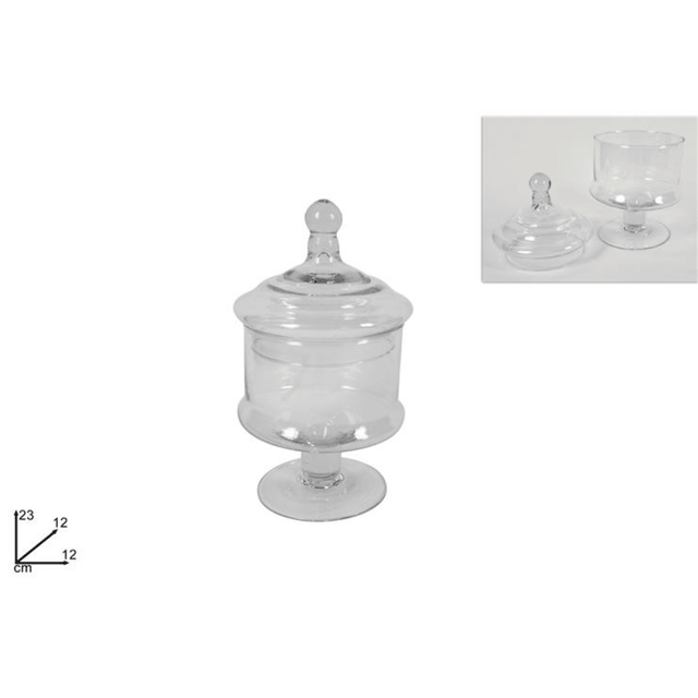 Δοχείο Αποθήκευσης Γενικής Χρήσης Γυάλινο με Καπάκι και Πόδι 23x12x12cm Welkhome