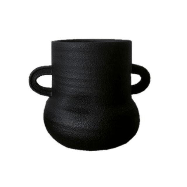 Βάζο Κεραμικό Μαύρο με Λαβές Φ31x23x24H