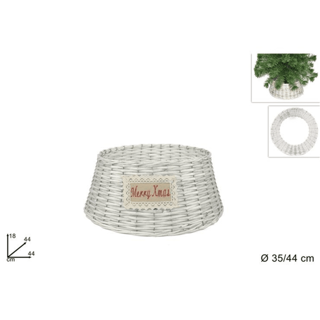 Βάση Ποδιά Δέντρου Χριστουγεννιάτικη Ψάθινη Λευκή 35x18cm Welkhome