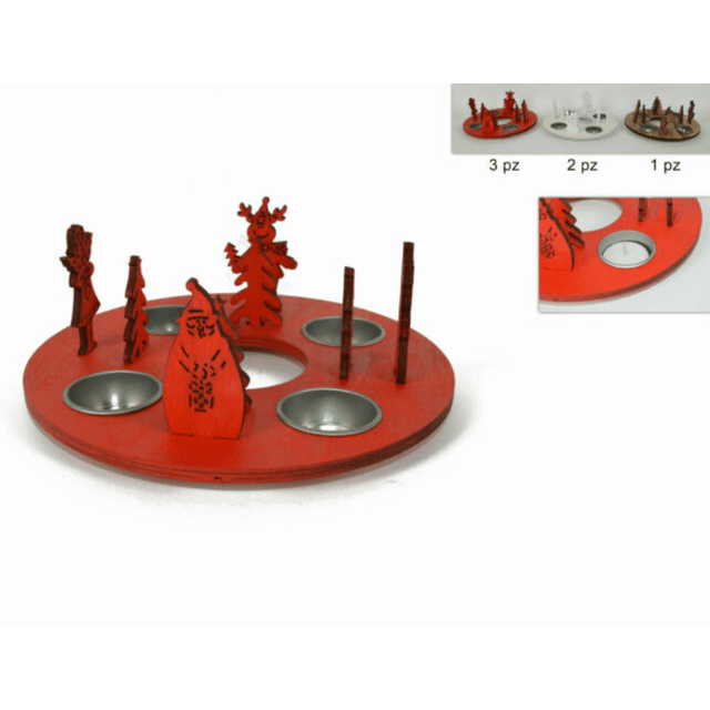 Βάση Στρόγγυλη Ξύλινη για Ρεσώ Χριστουγεννιάτικη 4 Θέσεων 22cm welkhome