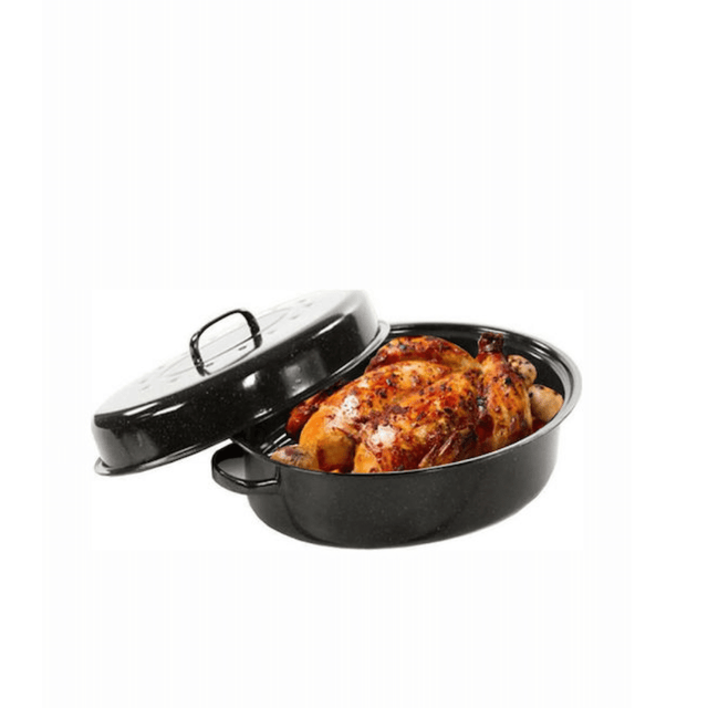 Γάστρα Οβάλ Εμαγιέ με Σχάρα 42cm Μαύρο Χρώμα E-2284 Sidirela