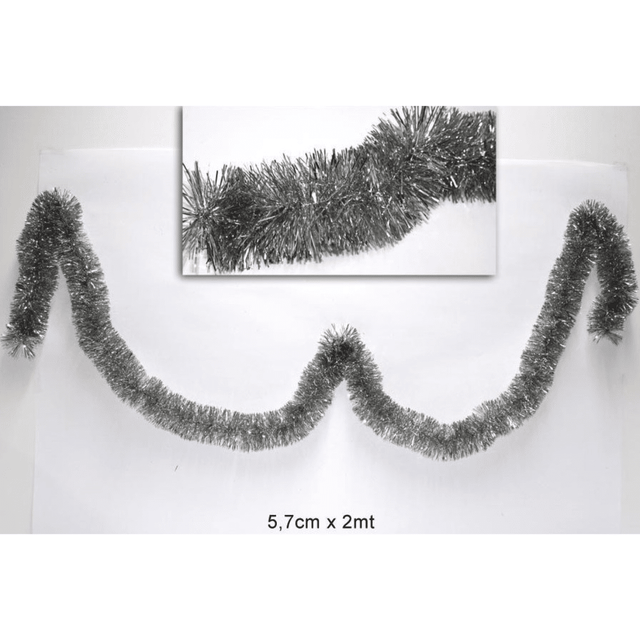 Γιρλάντα Χριστουγεννιάτικη Ασημί Φ5,7cm Χ 2Μετρα Art. HC6-5.7 Welkhome