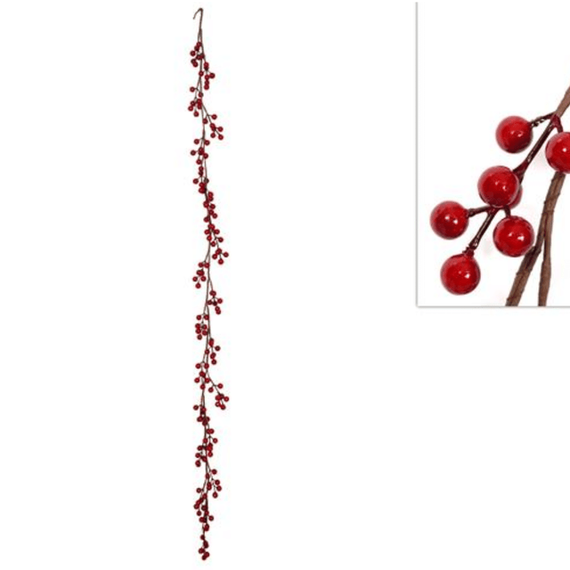 Γιρλάντα Χριστουγεννιάτικη με Κόκκινα Γκί 150cm Welkhome