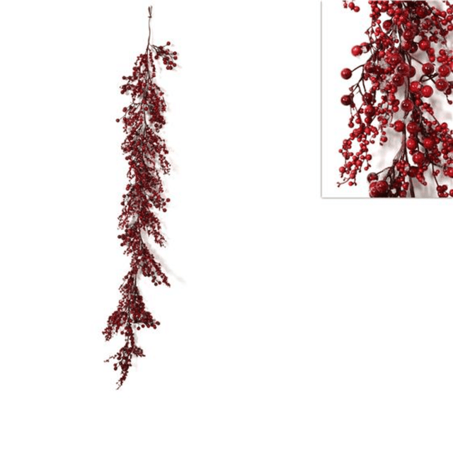 Γιρλάντα Χριστουγεννιάτικη με Κόκκινα Γκί 150cm Welkhome