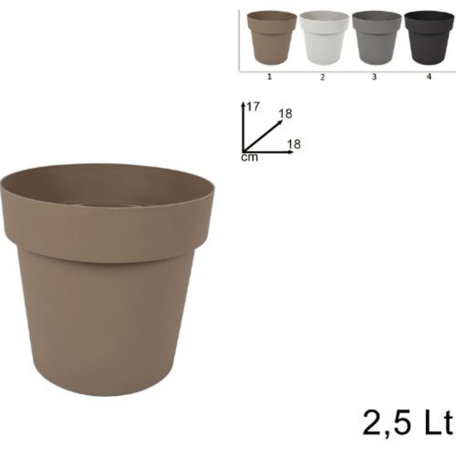 Γλάστρα Πλαστική 17x18x18cm 2,5Lit 4 Χρώματα Art.MW197 Welkhome