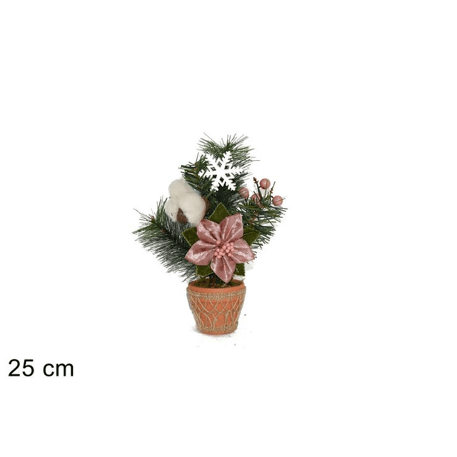 Γλαστράκι Λουλούδι Χριστουγεννιάτικο Πήλινο Γκι Ροζ 25cm Welkhome