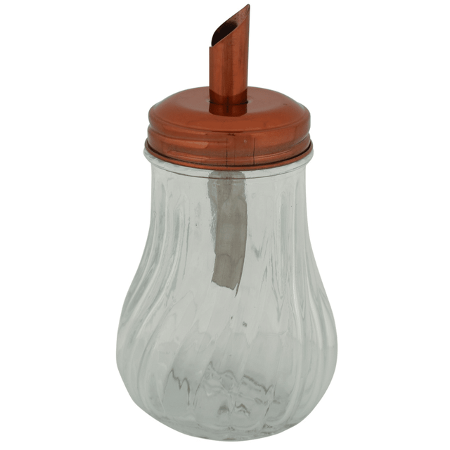 Ζαχαριέρα Γυάλινη με μεταλλικό μπρονζέ καπάκι - δοσομετρητή 14x7,5x7,5εκ. 150ml Art. GA59MT-ML-DB Welkhome