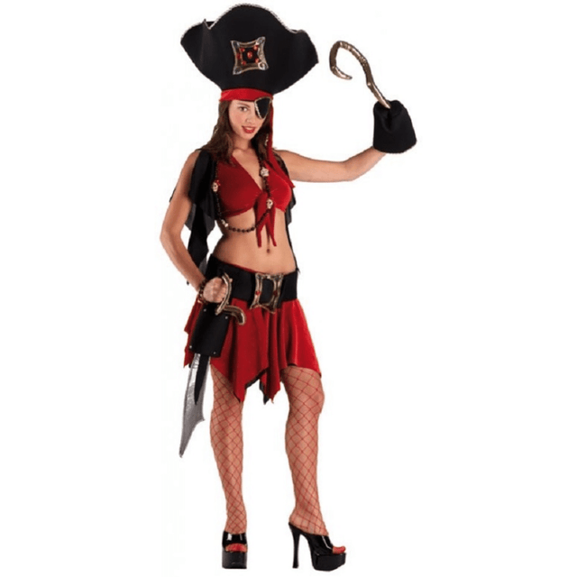 Γυναικεία Αποκριάτικη Στολή Ενηλίκων Πειρατίνα Κόκκινη (Clown) C-70525