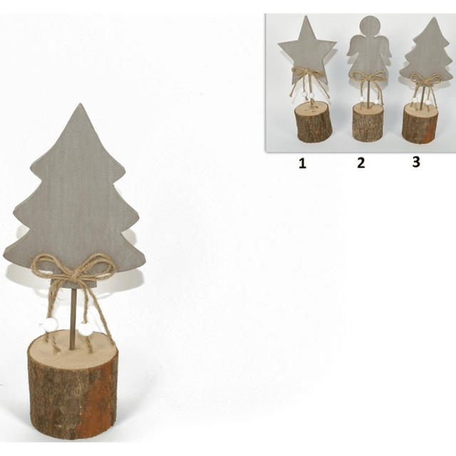 Δέντρο Επιτραπέζιο με Ξύλινη Βάση Χριστουγεννιάτικο Χρώμα Γκρί 24x15cm Welkhome