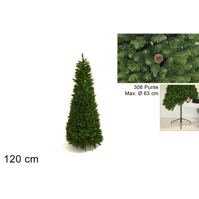 Δέντρο Χριστουγεννιάτικο Slim Πράσινο 120cm με Κουκουνάρια Welkhome