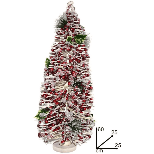 Δέντρο Χριστουγεννιάτικο Πλαστικό από Κόκκινα Γκι 60cm Welkhome