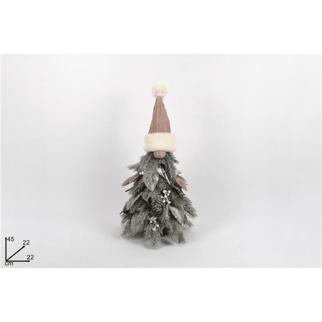 Δέντρο Χριστουγεννιάτικο Χιονισμένο Πράσινο Με Ροζ Σκούφο 45cm Welkhome