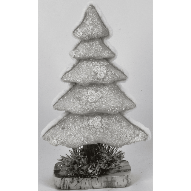 Δέντρο Χριστουγεννιάτικο Υφασμάτινο Διακοσμητικό 41cm Χρώμα Λευκό Welkhome