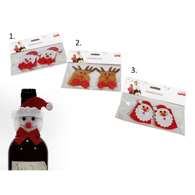 Δαχτυλίδι Διακοσμητικό Χριστουγεννιάτικο Σετ 2Τεμ Για Μπουκάλι Διάφορα Σχέδια Vesti Casa