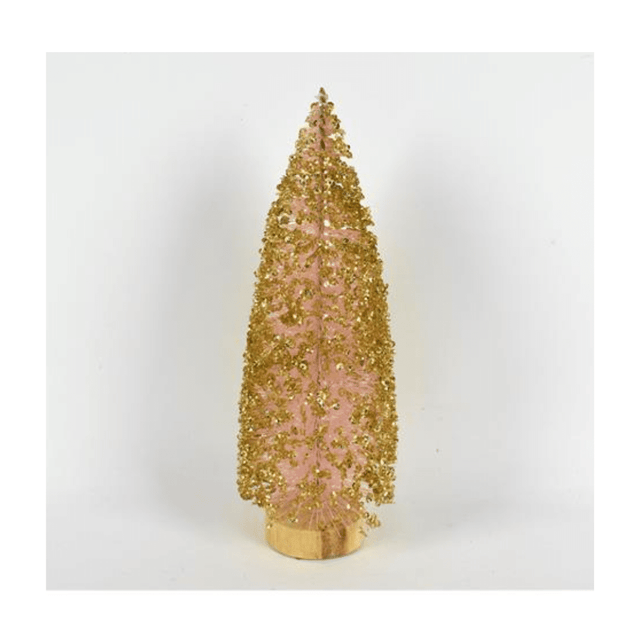 Δεντράκι Διακοσμητικό Πλαστικό Ρόζ με Χρυσό Γκλίτερ 33cm Welkhome