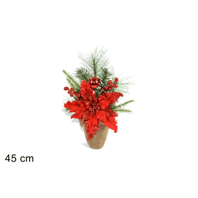 Γλαστράκι Λουλούδι Χριστουγεννιάτικο Σε Τσουβαλάκι 45cm Welkhome