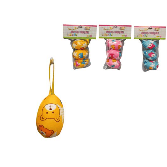 Αυγά (Διάφορα Χρώματα) Σετ 3τμχ Διακοσμητικά με Αρκουδάκια Φελιζόλ 6x3.5cm Welkhome