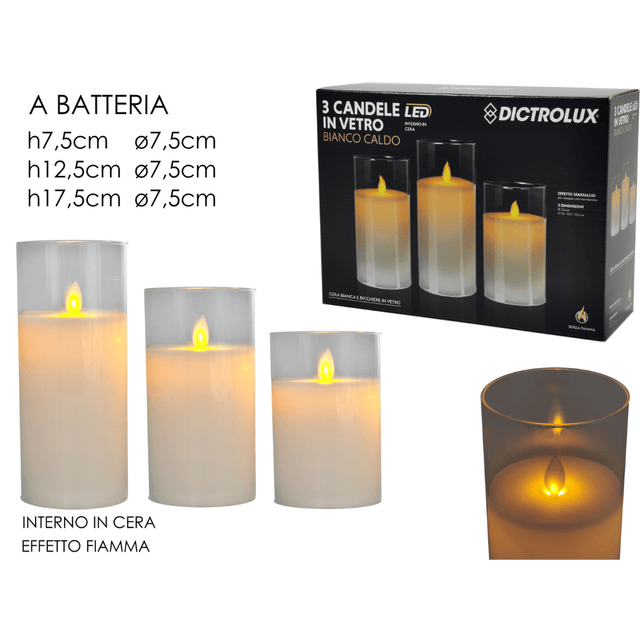 Κεριά Σετ 3τμχ. Διακοσμητικά LED Μπαταρίας με Χρονοδιακόπτη Θερμό Φως με Κίνηση στη Φλόγα General Trade