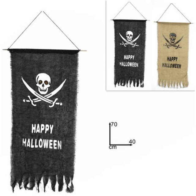 Διακοσμητική Σημαία Κρεμαστή Υφασμάτινη Happy Halloween 70x40cm Welkhome
