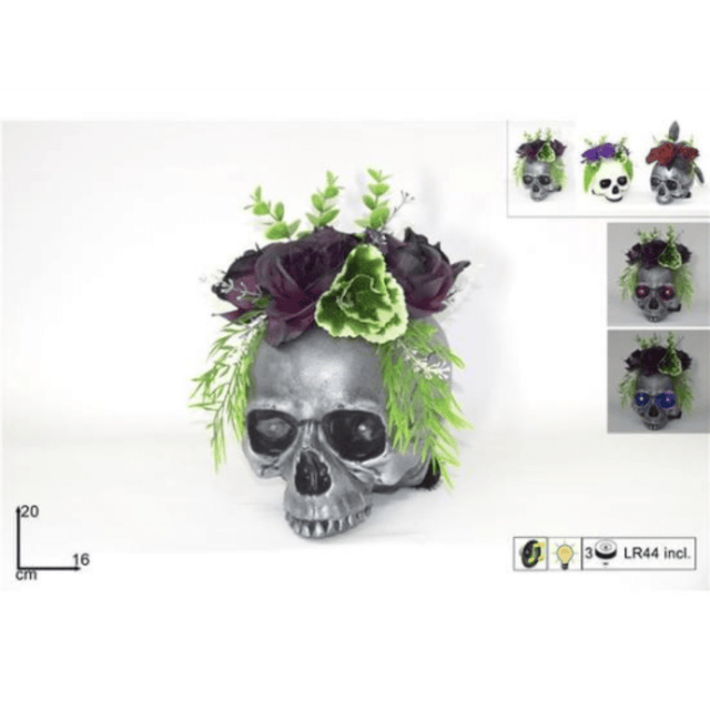 Διακοσμητικό Κεφάλι Νεκροκεφαλής με Φωτιζόμενα Μάτια 20x16cm Welkhome