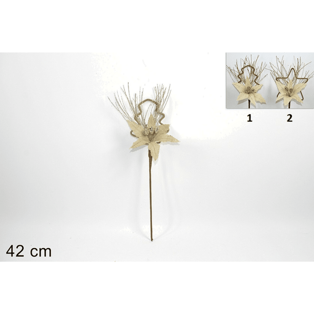 Χριστουγεννιάτικο Διακοσμητικό Κλάδι με Τεχνητό Λουλούδι Λευκό 42cm Welkhome