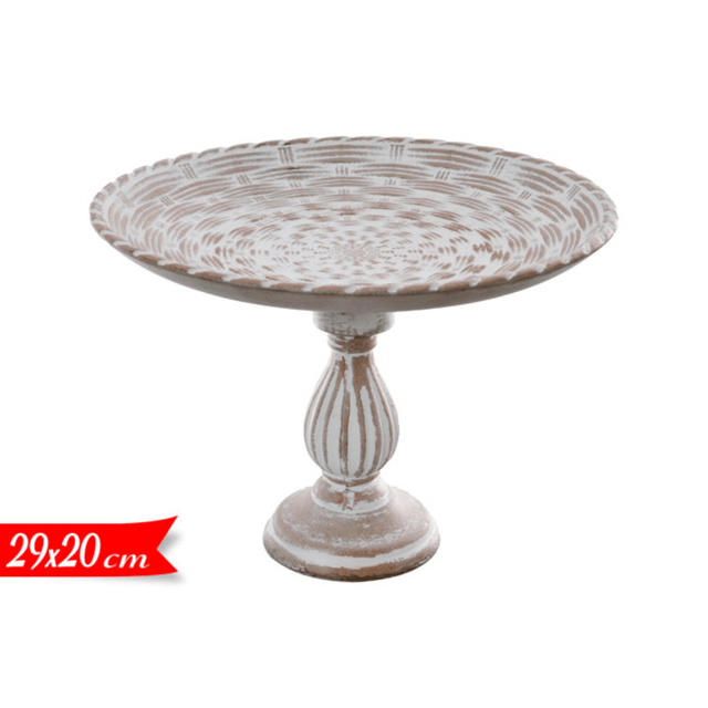 Τουρτιέρα Δίσκος με Πόδι Χρώμα Λευκό 29x20cm Art.615449 Golden Hill