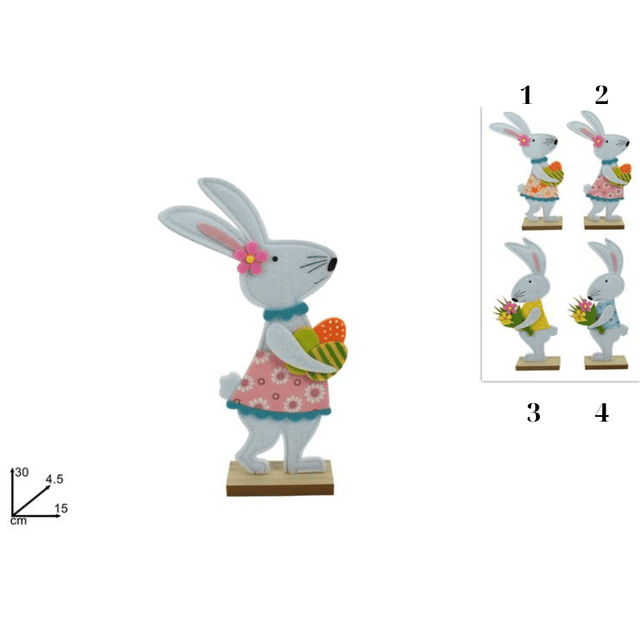 Διακοσμητικός Λαγός από Τσόχα με Ξύλινη Βάση 30cm σε 4 Χρώματα Welkhome