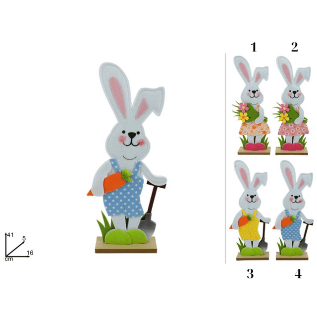 Διακοσμητικός Λαγός από Τσόχα με Ξύλινη Βάση 41cm σε 4 Χρώματα Welkhome