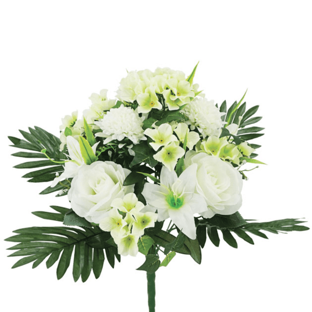 Μπουκέτο από Τεχνητά Φυτά Μιξ Τριαντ/Ορτανσία/Λίλιουμ Εκρού Χ19 Y47cm Marhome