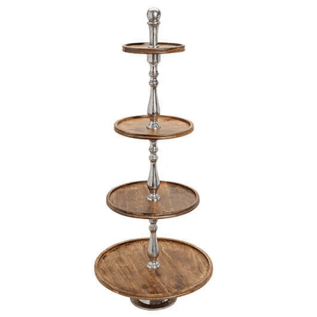 Εταζέρα 4όροφη από Ξύλο και Μέταλλο h130cm Φ26,34,45,55cm G.Wurm