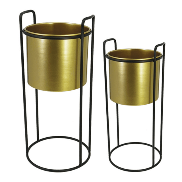 ΖΑΡΝΤΙΝΙΕΡΑ ΜΕΤΑΛΛΙΚΟ ΣΤΑΝΤ ΣΕΤ X2 - ΜΑΥΡΟ/ΧΡΥΣΟ L:25x70x76 S:23x44x50cm Marhome