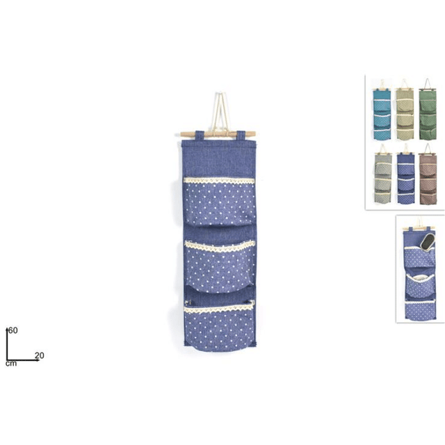 Θήκη Υφασμάτινη Κρεμαστή 3 Θέσεων 60x20cm Welkhome