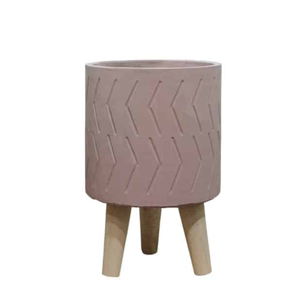 ΚΑΣΠΩ Σ. ΜΗΛΟ ΤΣΙΜΕΝΤΕΝΙΟ ΣΤΡΟΓΓΥΛΟ ME ΞΥΛΙΝΑ ΠΟΔΙΑ Φ16x15.5/23.5cm MARHOME