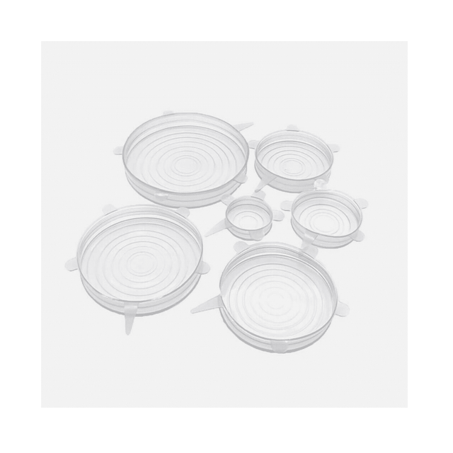 Κάλυμμα Δοχείου 6τμχ από Σιλικόνη σε Λευκό Χρώμα E-3839 Sidirela