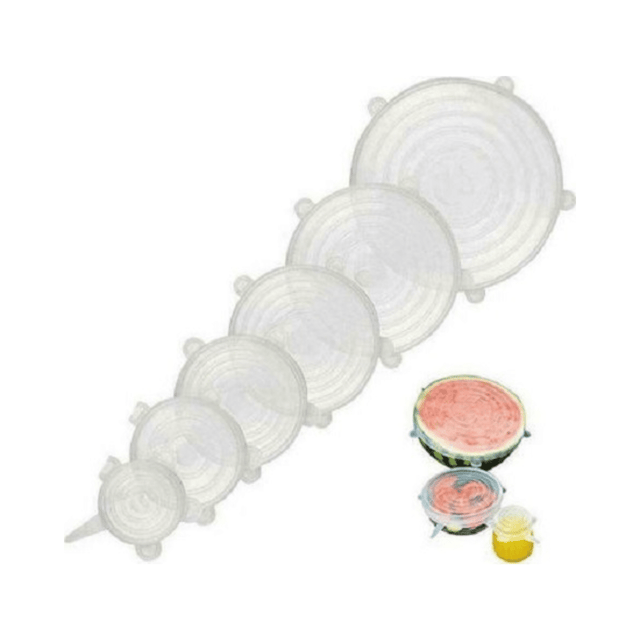 Κάλυμμα Δοχείου 6τμχ από Σιλικόνη σε Λευκό Χρώμα E-3839 Sidirela