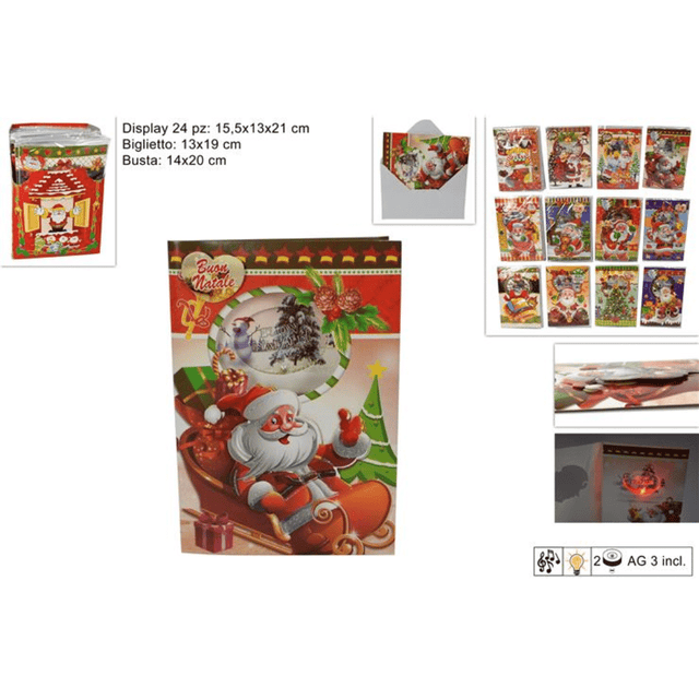 Κάρτα Ευχετήρια Χριστουγεννιάτικη με Μουσική Άγιος Βασίλης 14x20cm Welkhome